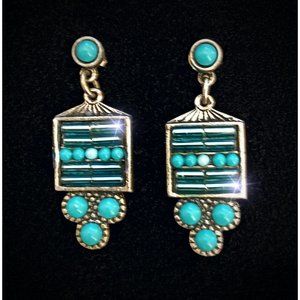 Petite Earrings with Turquoise Stones & Glass Beads